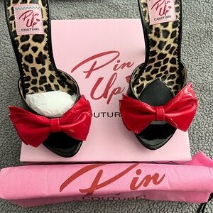 Black & Red Patent Leather Pin Up Stilettos